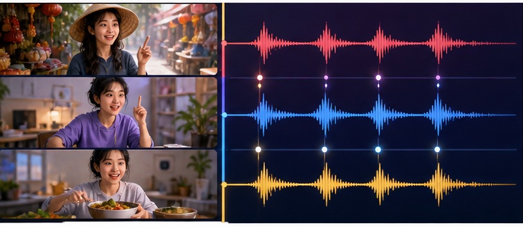 Căn các cảnh video theo nhịp sóng âm voice-over